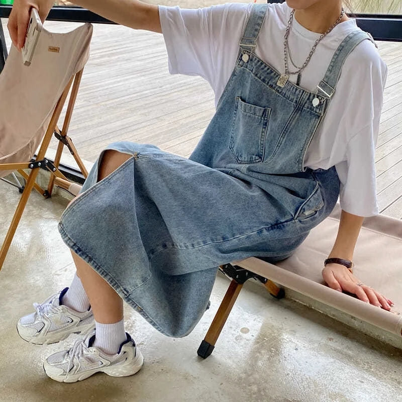 Women's Denim Spaghetti Strap Overall Dress