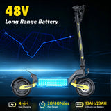 EOEOTWO 1200W Off Road Electric Scooter for Adults 48V Long Range E-Scooter 30MPH Fast Speed 11" Tubeless Tire Foldable Kick Scooter