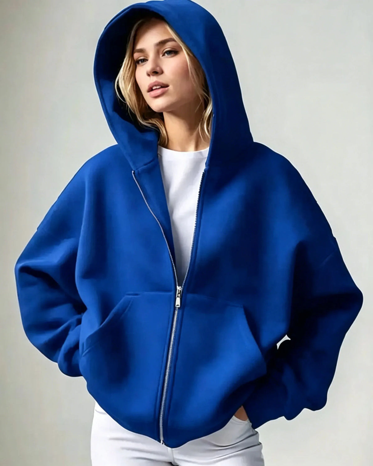 Women’s Relaxed Fleece Zip-Up Hoodie with Pockets