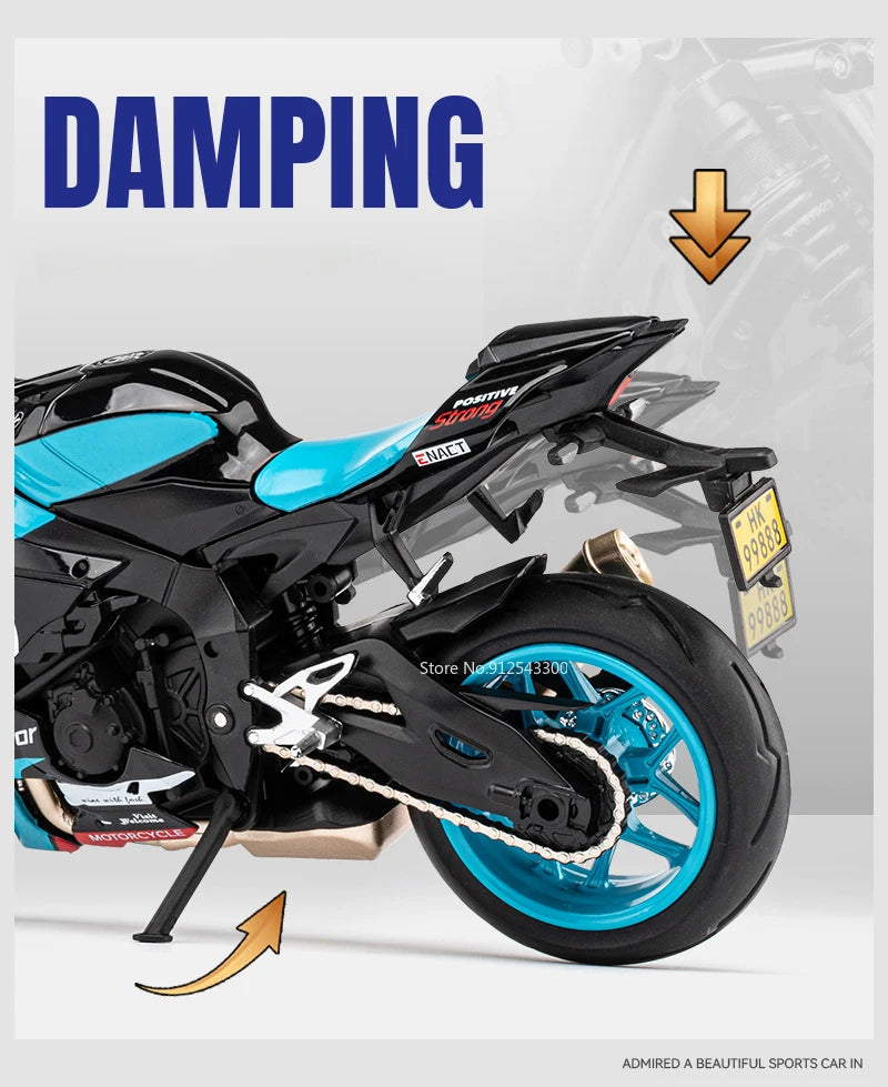 1/12 Yamaha R1M Toy Motorcycle Model Alloy Diecast with Shock Absorption Simulation Scale Motorcycle Model Toys for Kids Gifts