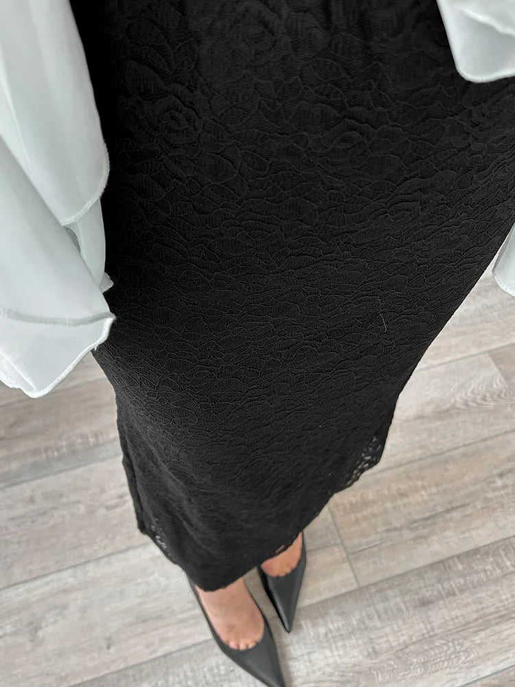 Elegant Lace Maxi Skirt – Women's Floral Pencil Skirt