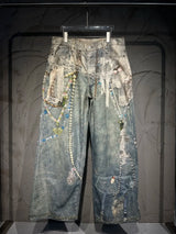 3D Pearl Chain Trompe L'Oeil Straight-Leg Jeans