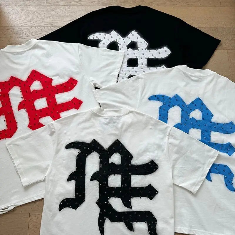 MIXED EMOTION Oversized Cotton Rhinestone T-Shirt