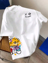Men’s 100% Pure Cotton "BE KIND" Cartoon Print Loose Fit T-Shirt