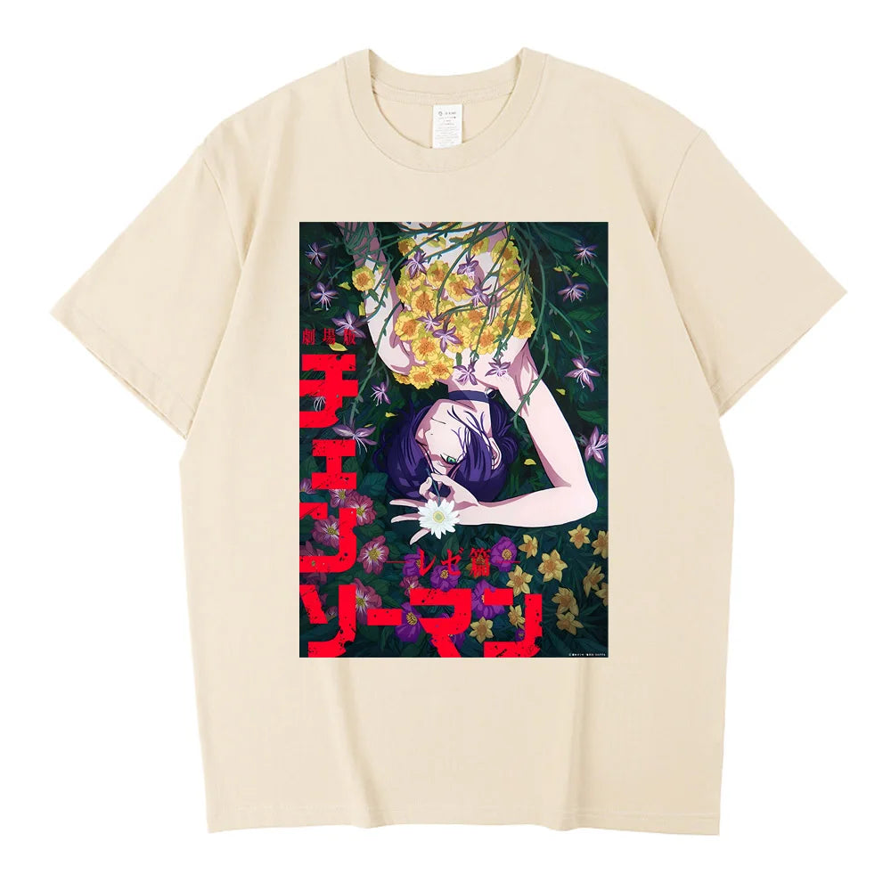 Men's Chainsaw Man Anime Cotton Graphic T-Shirt