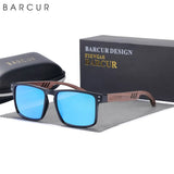 BARCUR Original Design Natural Wood Sunglasses Polarized Business Sun Glasses for Men Eyewear Square Luxury Brand Eyewear
