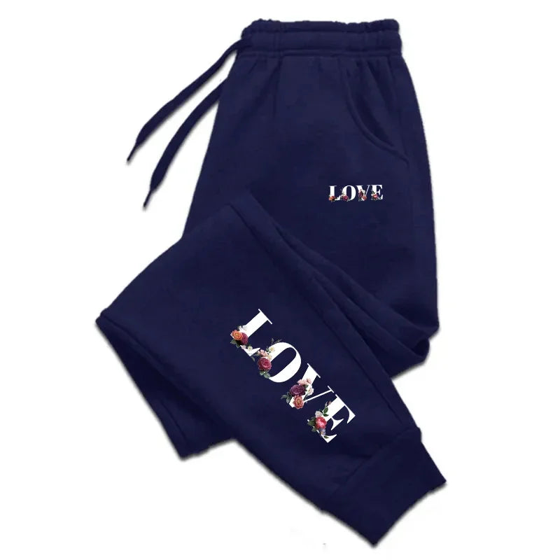 Women's LOVE Print Joggers with Pockets