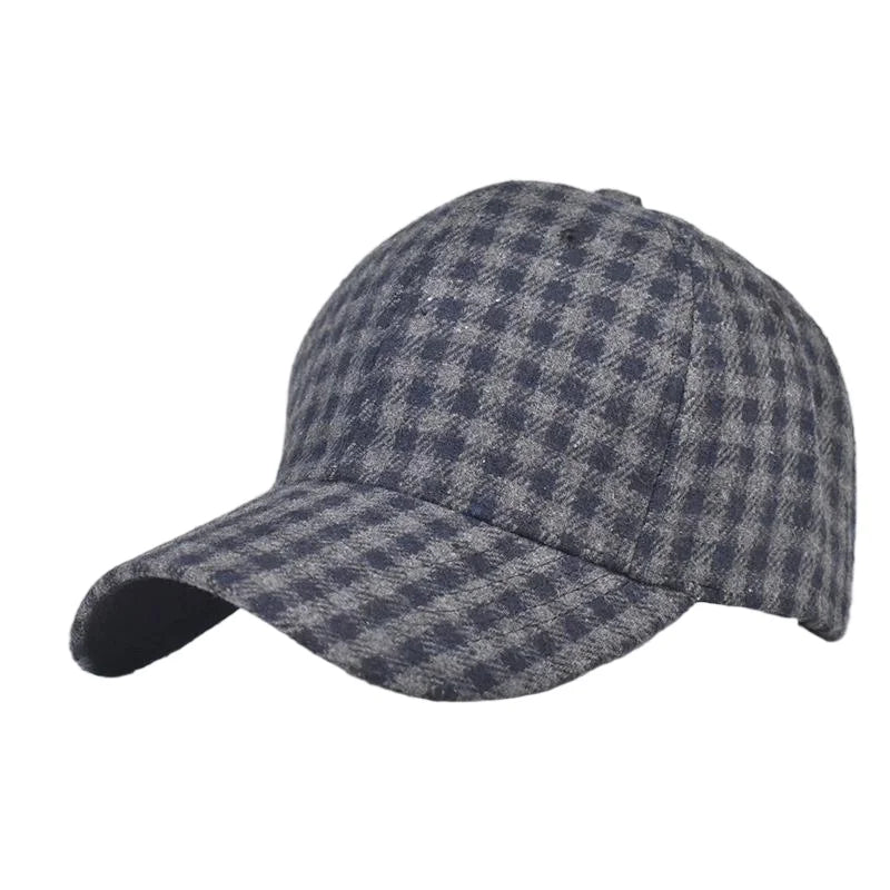 Unisex Checkered Baseball Cap with Adjustable Strap