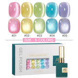AS 15ml Glitter Cat Magnetic Nail Gel Polish Set 5 Colors Holographic Semi Permanent UV Gel Soak Off Sparkling Nail Art Varnish