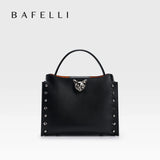 2026 New Top Layer Cowhide Leather Rivet Handbag Adjustable Shoulder Strap Crossbody Handbag