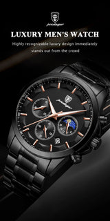 POEDAGAR 928 Men's Luxury Chronograph Watch | Luminous & Waterproof