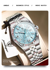 POEDAGAR Fashion Exquisite Men Wristwatches Waterproof Luminous Date Luxury Man Watch Stainless Steel Quartz Men's Watches Reloj