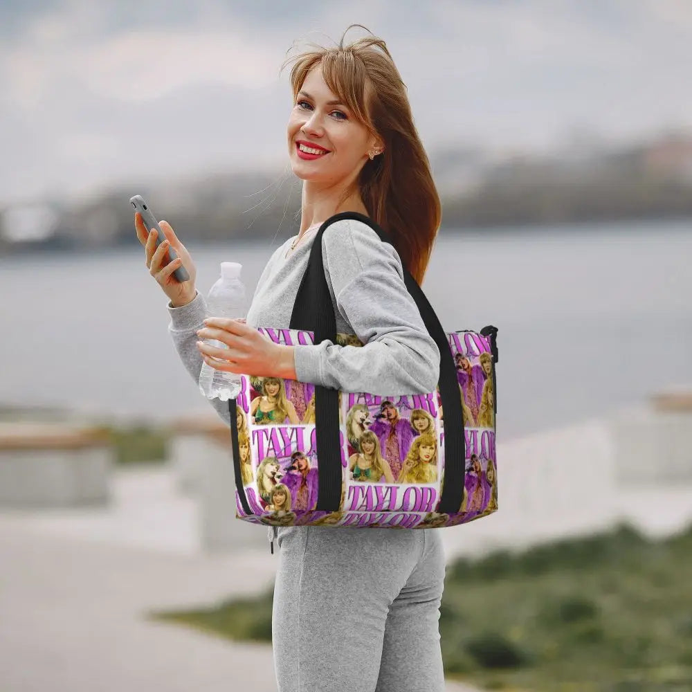 Custom The Eras Tour 1989 Taylor's Swift's American Pop Singer Tote Bag Women Large Capacity Beach Gym Travel Bags