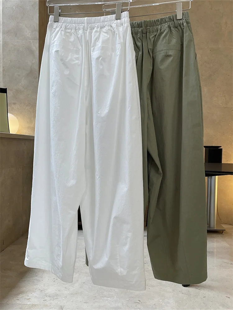 Women’s High-Waist Cotton Wide-Leg Pants