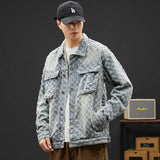 Fashionable Premium Jacquard Washed Denim Jacket for Men - Autumn New Arrival American Vintage Distressed Streetwear Style