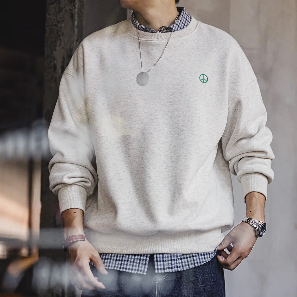 Maden Men's Gray Fleece Crewneck Sweatshirt
