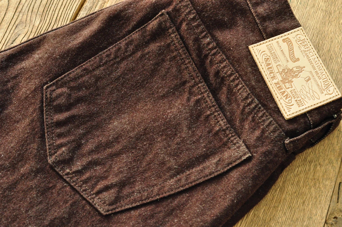 SauceZhan Brown Selvedge Denim Tapered Jeans – 13.8 oz