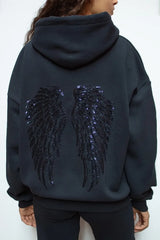 Women's Y2K Sequin Angel Wings Hoodie