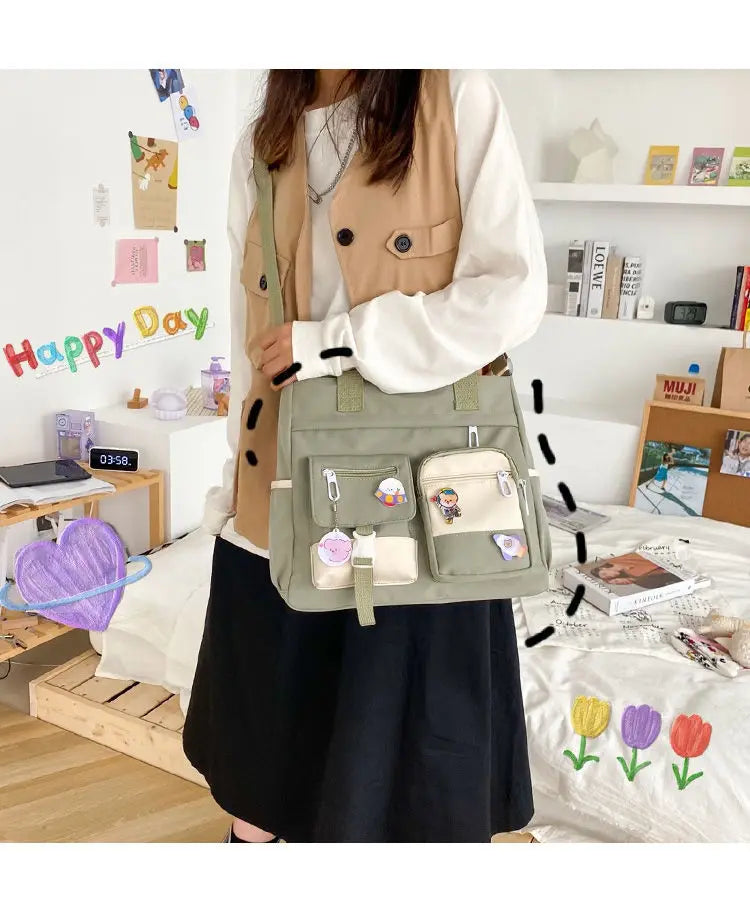 Waterproof Canvas Women Handbags Shoulder Bag Nylon Ladies Messenger Bag Oxford Crossbody Bags Tote Book Bags for Girls Satchels