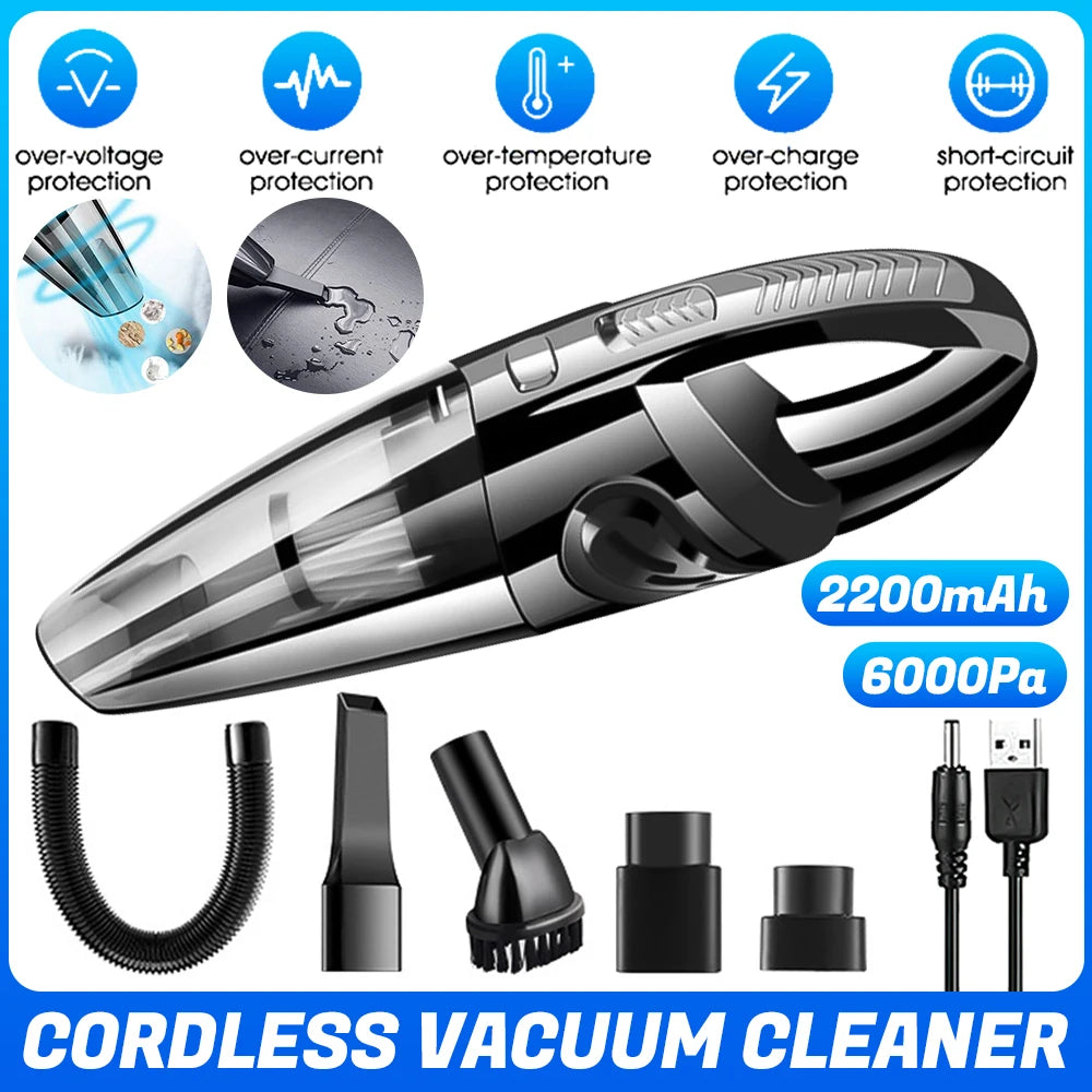 Cordless Handheld Vacuum | 6000Pa Wet & Dry | USB