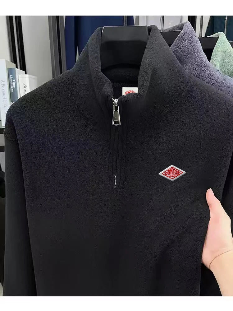 Men's Geometric High-Neck Zip Knit Top