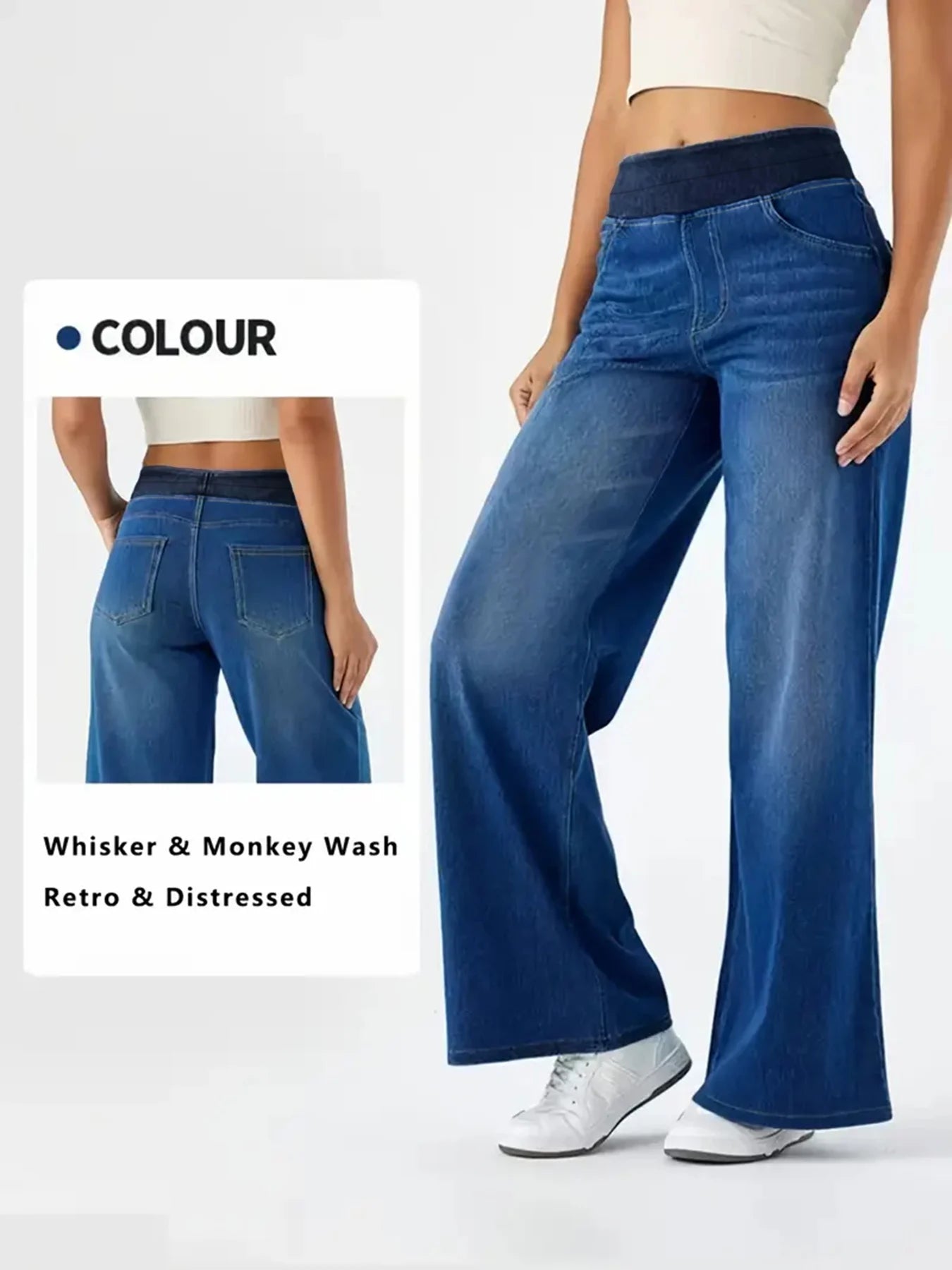 Women's Y2K Baggy Stretch Jeans – High Waist Loose Fit