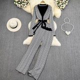 3-Piece Women’s Knitted Set: V-Neck Belted Cardigan & High-Waist Wide-Leg Pants
