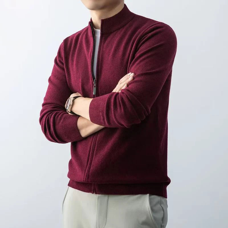 Slim Fit Zipper Cardigan – Premium USA-Made Knit Sweater