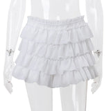 Cryptographic Fashion Y2K Ruffle Tiered Mini Skirts Co-ord Sets Elegant Outfits Tie Front Tops and Skirt 2 Piece Matching Sets