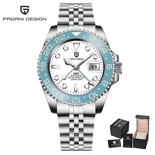 PAGANI DESIGN Men Watch GMT40mm Mechanical Watch Top Brand Sapphire Glass Stainless Steel Waterproof Clock RelogioMasculino Gift
