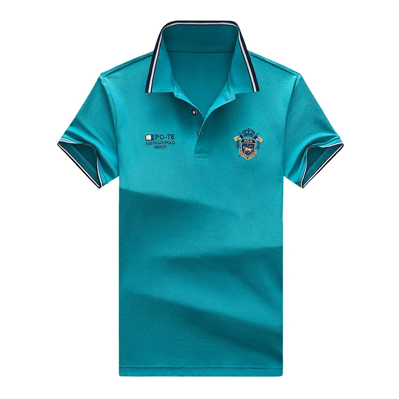 Men's Embroidered Polo Shirt – Casual Short Sleeve Top