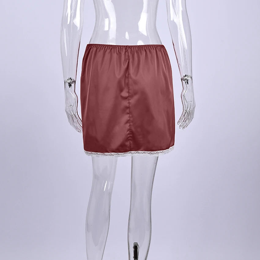 Elegant High-Waist Satin Mini Skirt