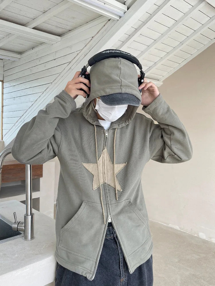 Men’s Y2K Star Print Relaxed Hoodie