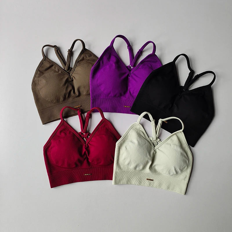 Seamless V-Neck Yoga Set – High-Waist Hip Lifting Fitness Leggings & Bra