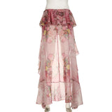 Y2K Floral Lace Long Skirt – Boho Beach & Party Style