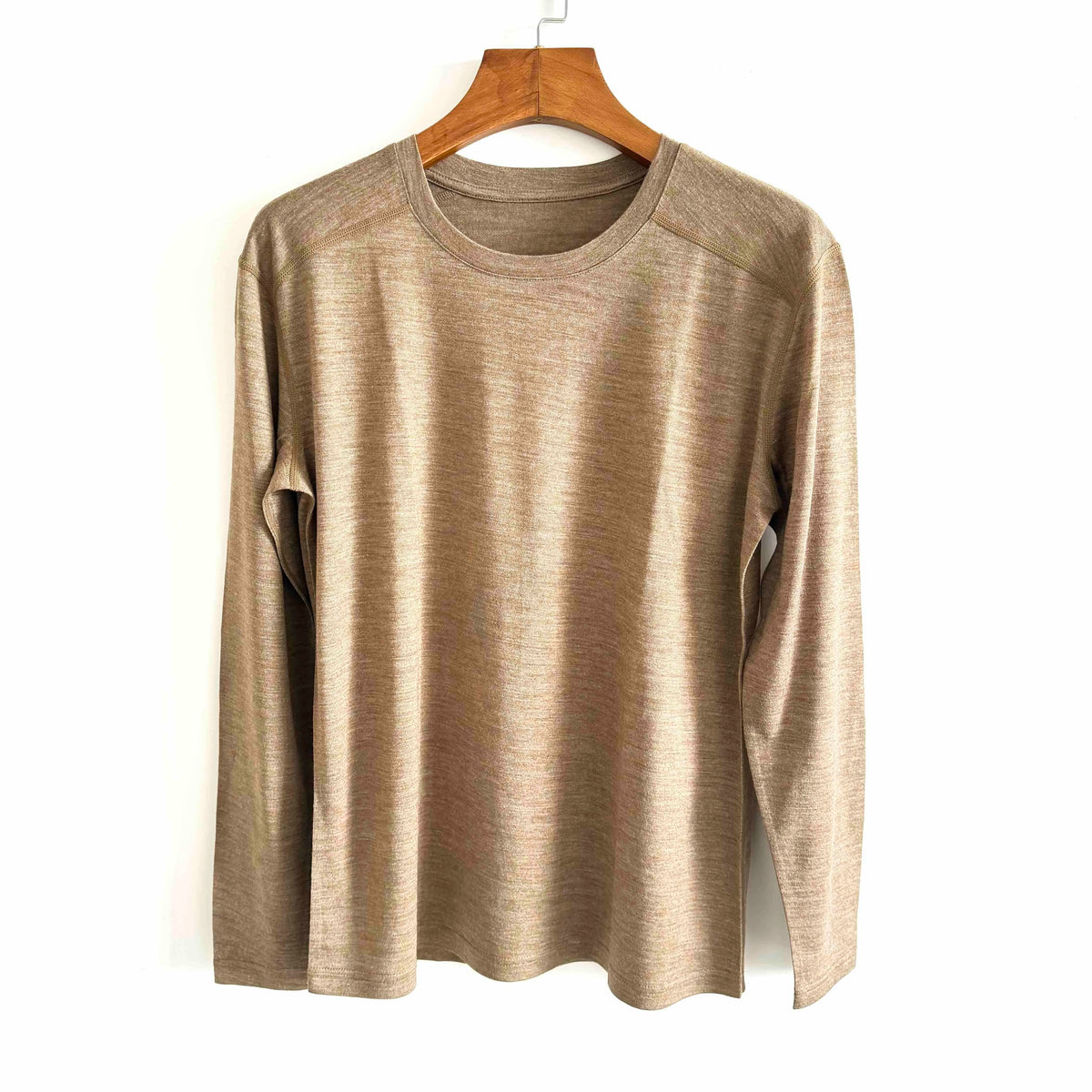 Men's 100% Merino Wool Thermal Long Sleeve T-Shirt Base Layer Breathable Wicking Anti-Odor Underwear for Outdoor Activities