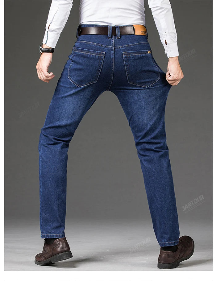 Cotton Men's Jeans Denim Pants Brand Classic Clothes Overalls Straight Trousers for Men Black Oversize Large Size 35 40 42 44 46