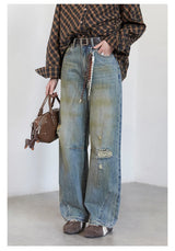 CHIC VEN Retro Women's Jeans Loose Casual  New High Waisted Wide Legs Denim Pant Female Trousers Spring Autumn 2025