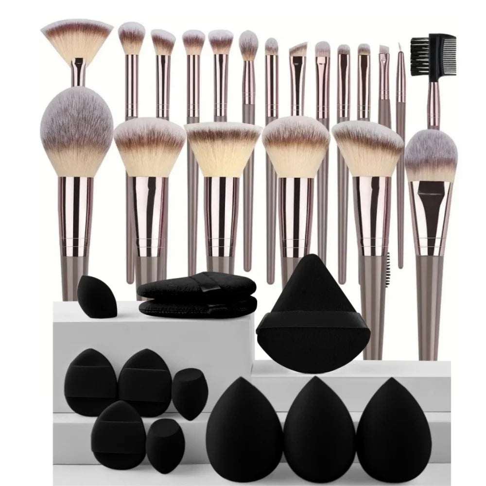 Professional 3-20pc USA-Made Makeup Brush Set - Goat & Synthetic Hair