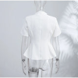 2026 Spring Summer Short Puff Sleeve Frog Button Shirt For Women Stand Collar  Single Breasted Blouse Lady Chic Street Party Top