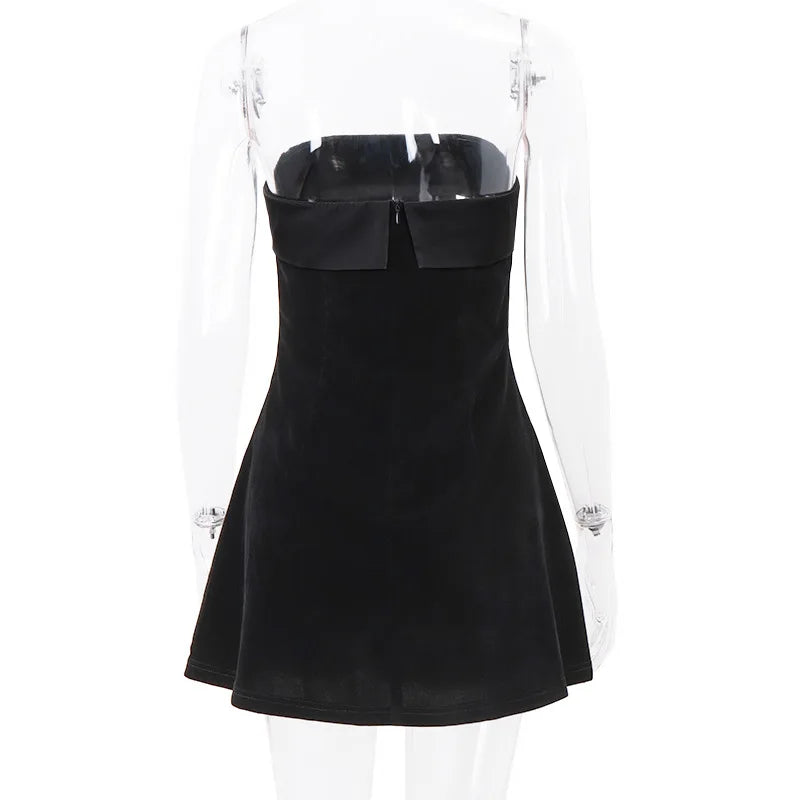 Chic Slash-Neck Backless Mini Dress | Elegant Evening & Party Wear