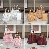 New Tote Bag French Cowhide Handmade Bag Niche Laser Engraved Hollow Leather Vegetable Basket Bag Casual Versatile Temperament