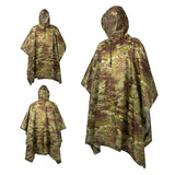 Military Camo Waterproof Rain Poncho & Shelter