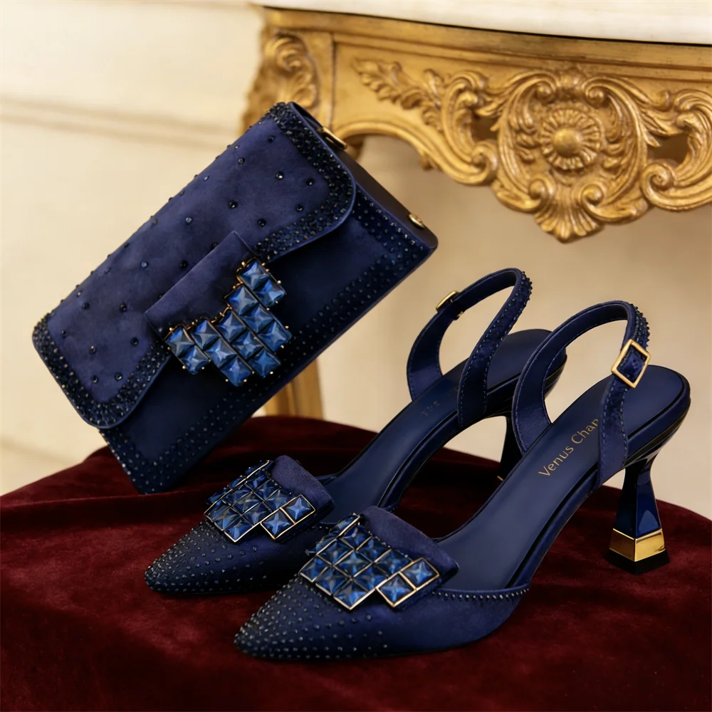 Rhinestone Pointed-Toe Heels & Bag Set | Party & Wedding