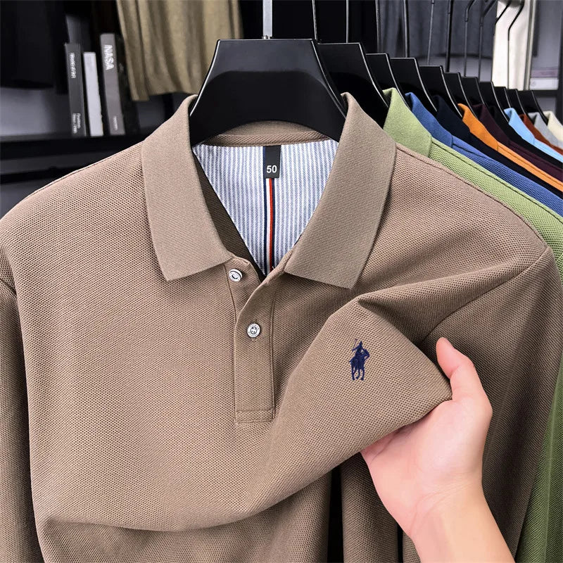 Premium Cotton Embroidered Long Sleeve Polo Shirt