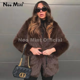Elegant Winter Walnut Faux Fur Overcoat