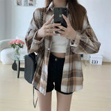 Vintage Plaid Long-Sleeve Blouse