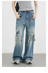 CHIC VEN Women Jeans Fashion Casual Loose High Waisted Wide Leg Denim Pants Streetwear Female Trousers Spring Autumn New 2026