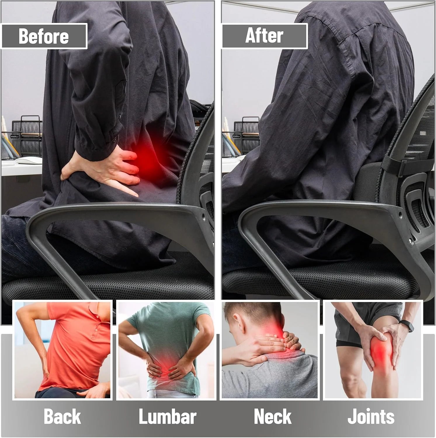 Ergonomic Memory Foam Lumbar Support Cushion