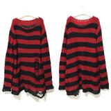 Gothic Striped Distressed Unisex Sweater